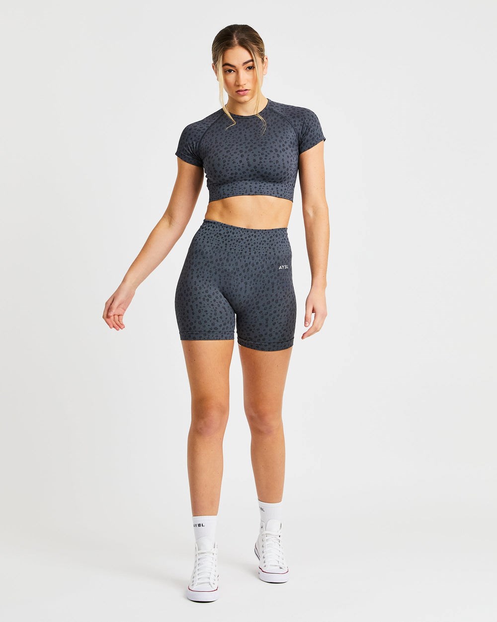 AYBL Evolve Speckle Seamless Crop Top Charcoal | 6384-TSOEL