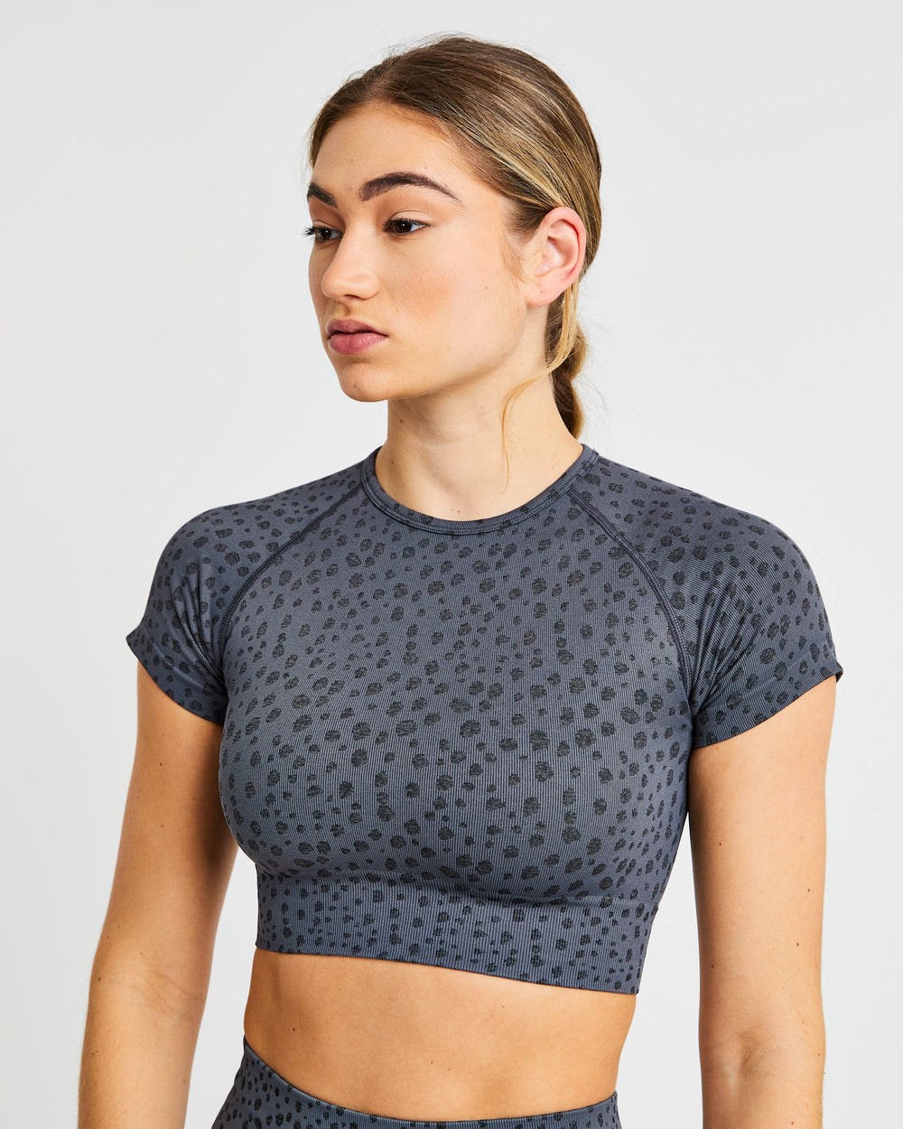 AYBL Evolve Speckle Seamless Crop Top Charcoal | 6384-TSOEL