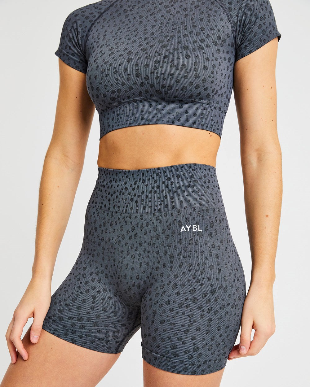 AYBL Evolve Speckle Seamless Crop Top Charcoal | 6384-TSOEL