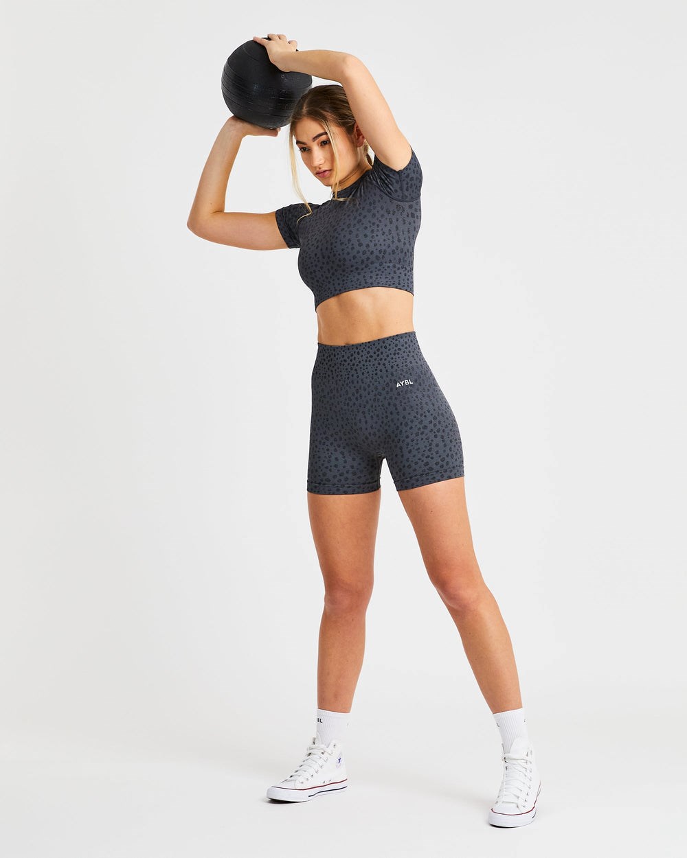 AYBL Evolve Speckle Seamless Crop Top Charcoal | 7439-UHKVS