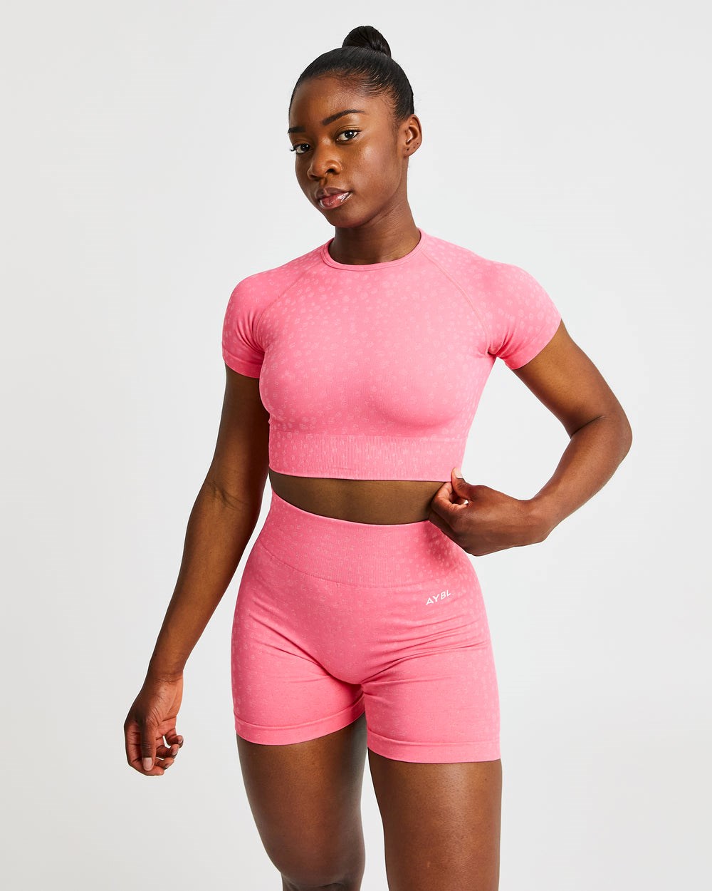 AYBL Evolve Speckle Seamless Crop Top Korall Rosa | 1832-ZGJHW