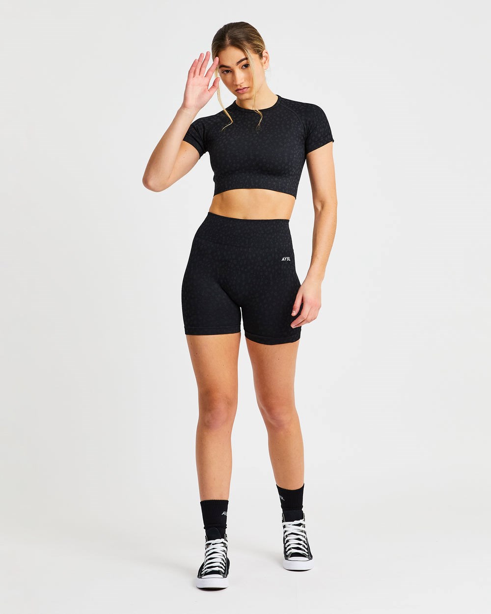 AYBL Evolve Speckle Seamless Crop Top Svarta | 0327-BUNIZ