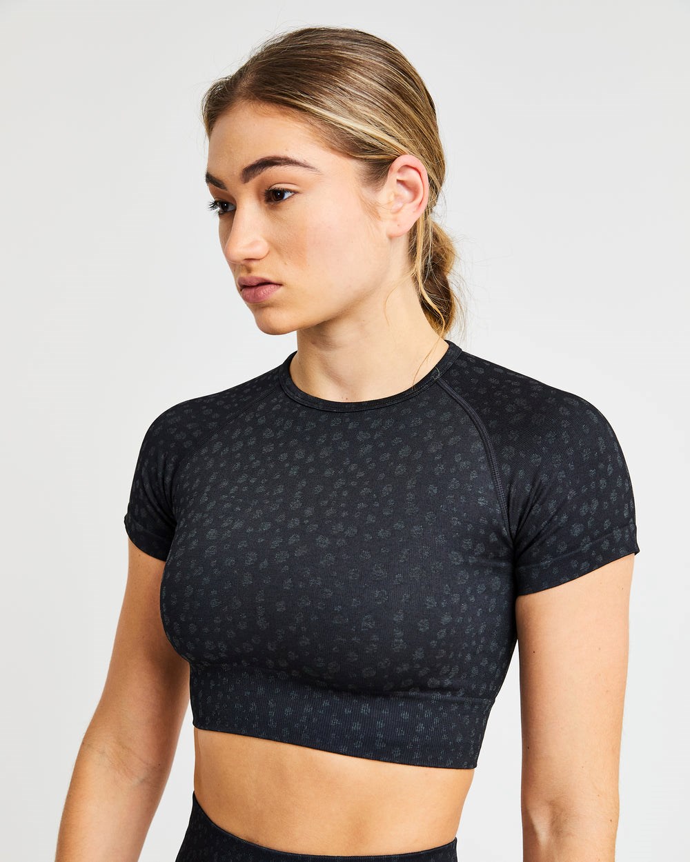 AYBL Evolve Speckle Seamless Crop Top Svarta | 0327-BUNIZ