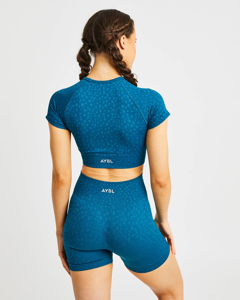 AYBL Evolve Speckle Seamless Crop Top Teal | 2179-DIXVB