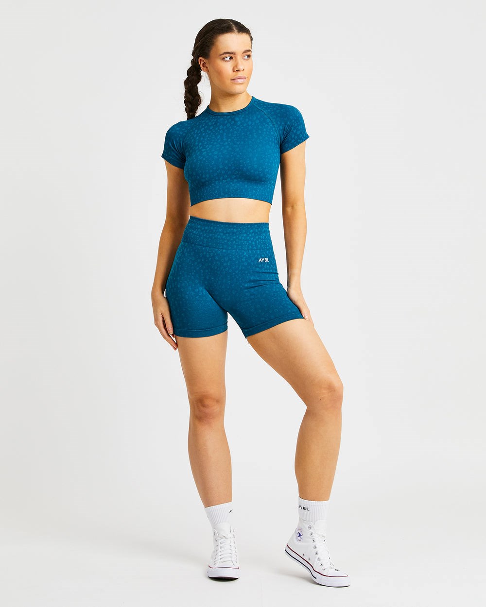 AYBL Evolve Speckle Seamless Crop Top Teal | 2179-DIXVB