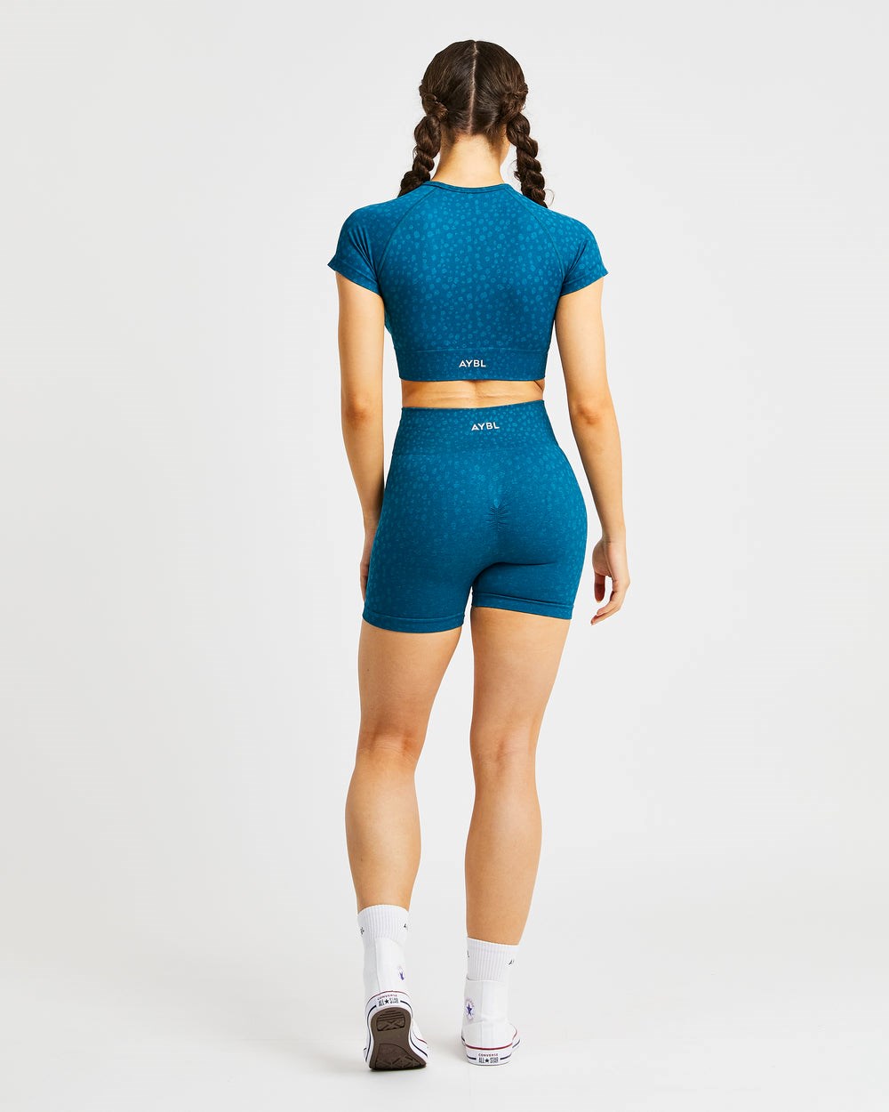 AYBL Evolve Speckle Seamless Crop Top Teal | 2179-DIXVB