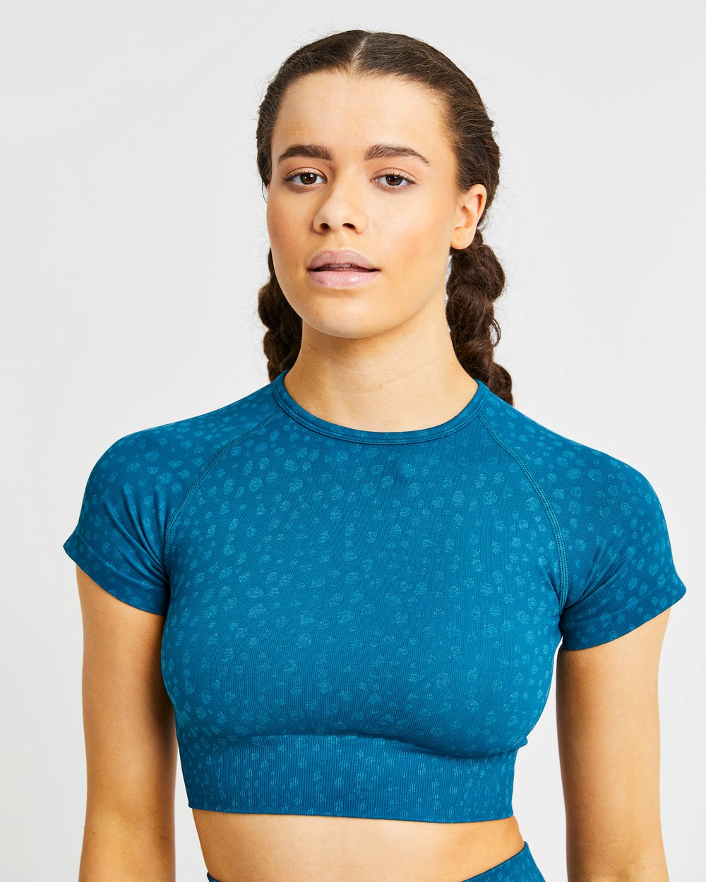 AYBL Evolve Speckle Seamless Crop Top Teal | 2179-DIXVB