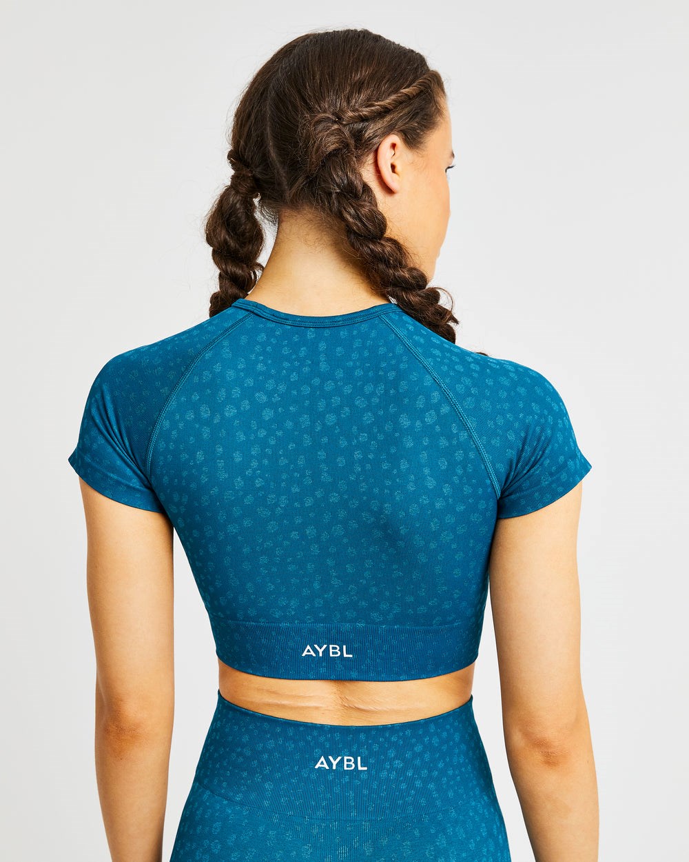 AYBL Evolve Speckle Seamless Crop Top Teal | 2179-DIXVB