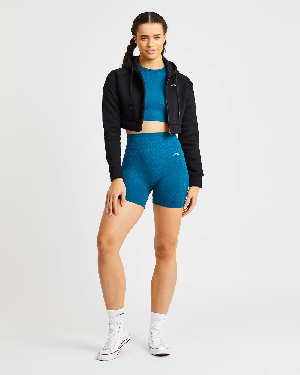 AYBL Evolve Speckle Seamless Crop Top Teal | 2179-DIXVB