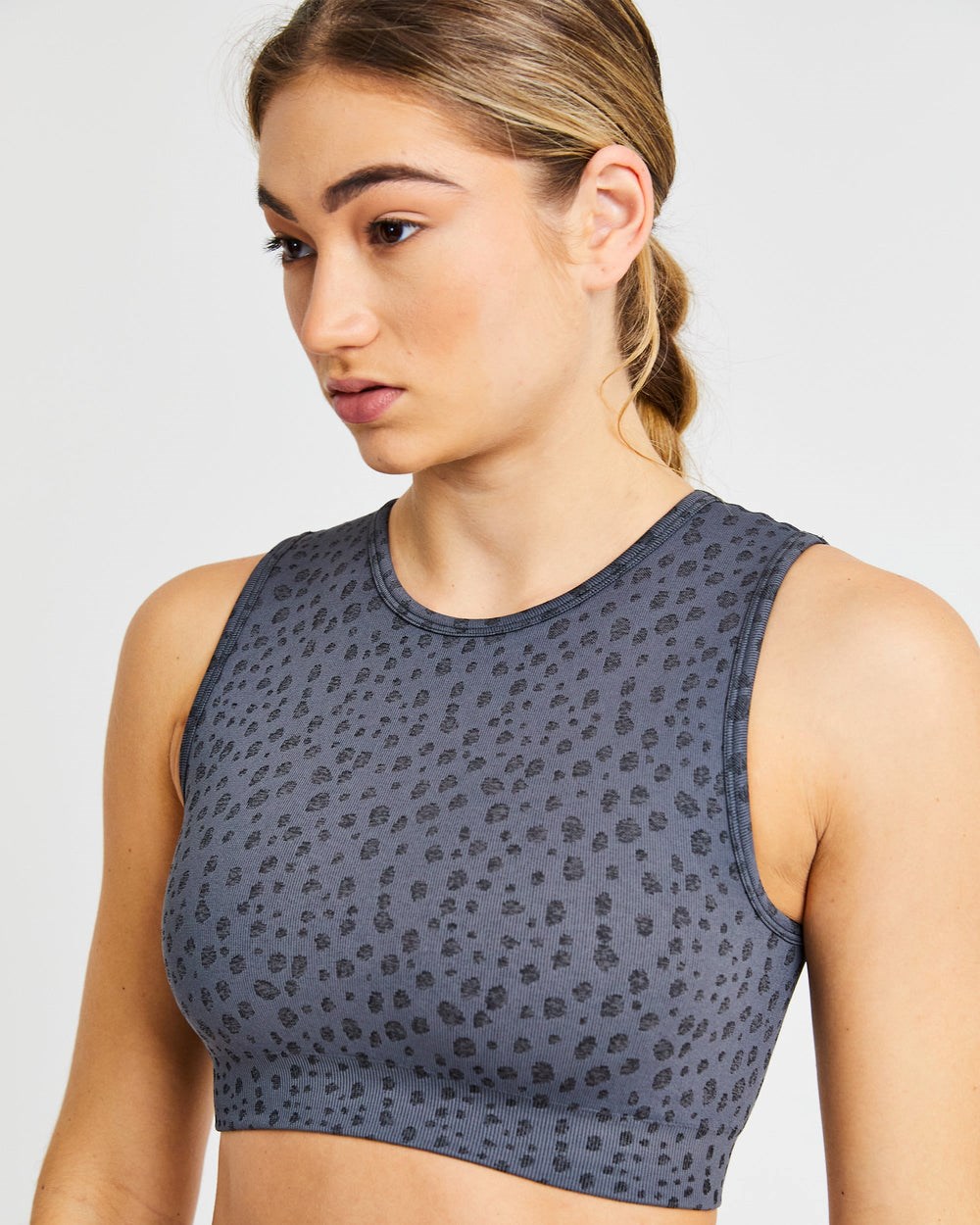 AYBL Evolve Speckle Seamless Crop Vest Charcoal | 4062-OAGJH