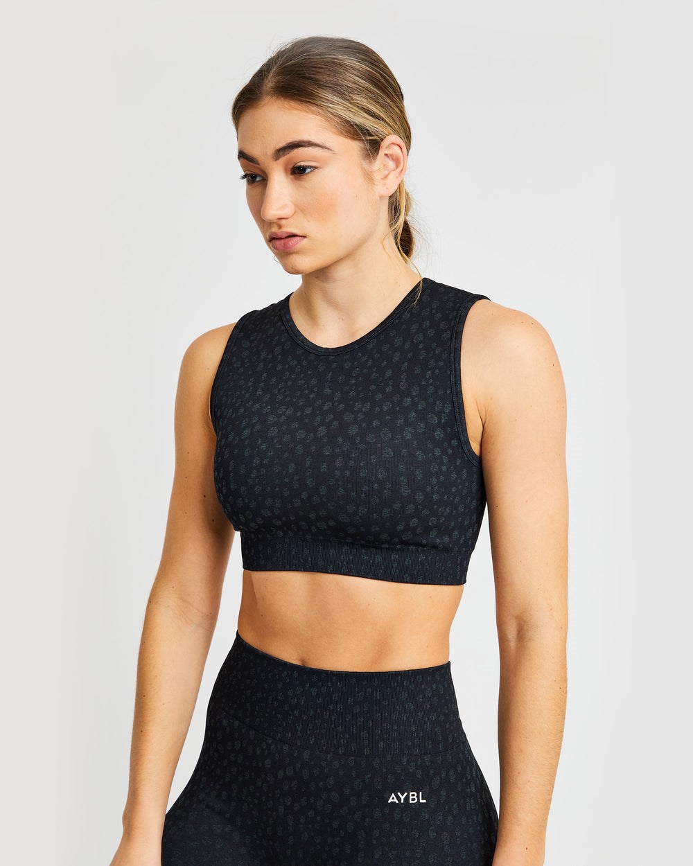 AYBL Evolve Speckle Seamless Crop Vest Svarta | 0541-YSIOK