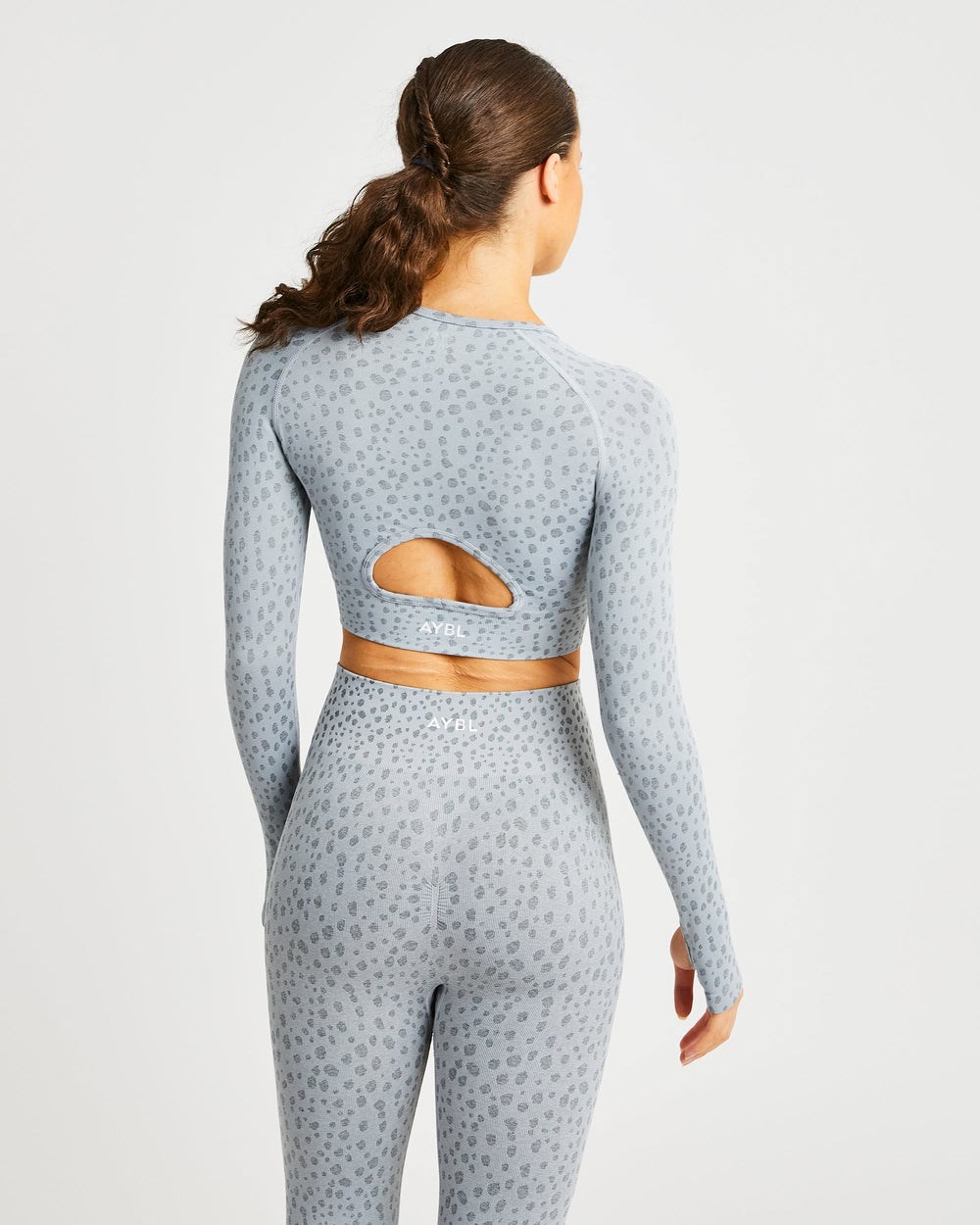 AYBL Evolve Speckle Seamless Long Sleeve Crop Top Ljusgrå | 1503-TIHPR