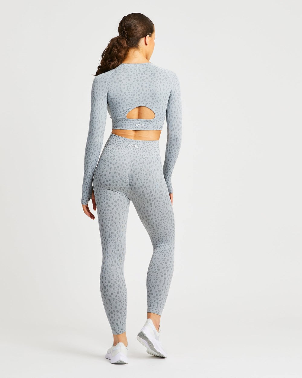 AYBL Evolve Speckle Seamless Long Sleeve Crop Top Ljusgrå | 1503-TIHPR