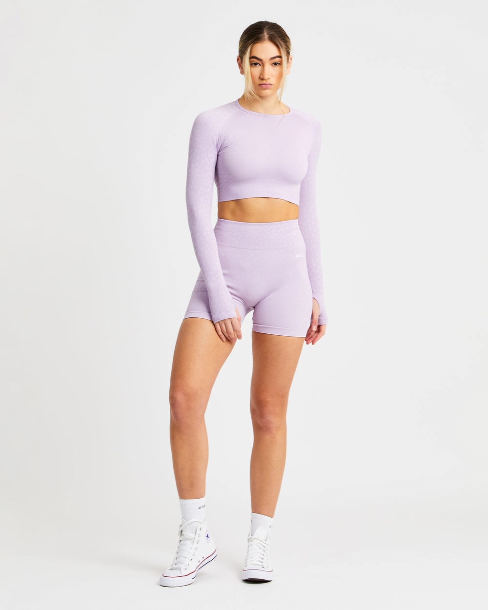 AYBL Evolve Speckle Seamless Long Sleeve Crop Top Lilac | 2548-SKLIQ