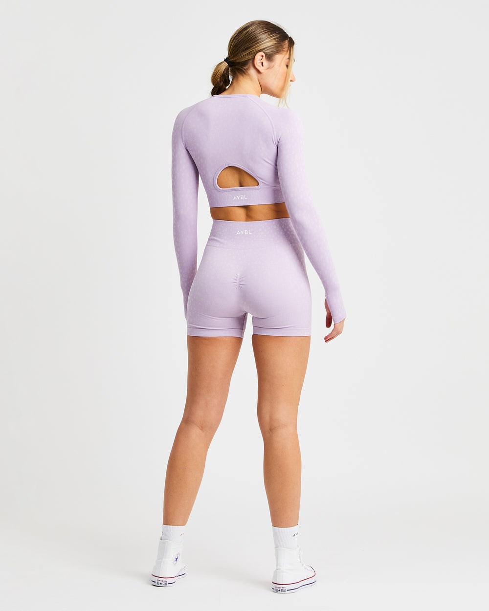 AYBL Evolve Speckle Seamless Long Sleeve Crop Top Lilac | 2548-SKLIQ