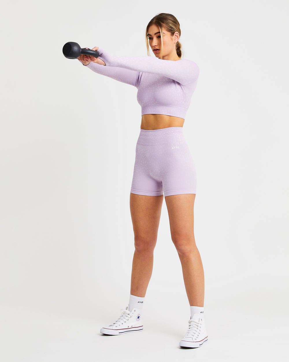 AYBL Evolve Speckle Seamless Long Sleeve Crop Top Lilac | 2548-SKLIQ