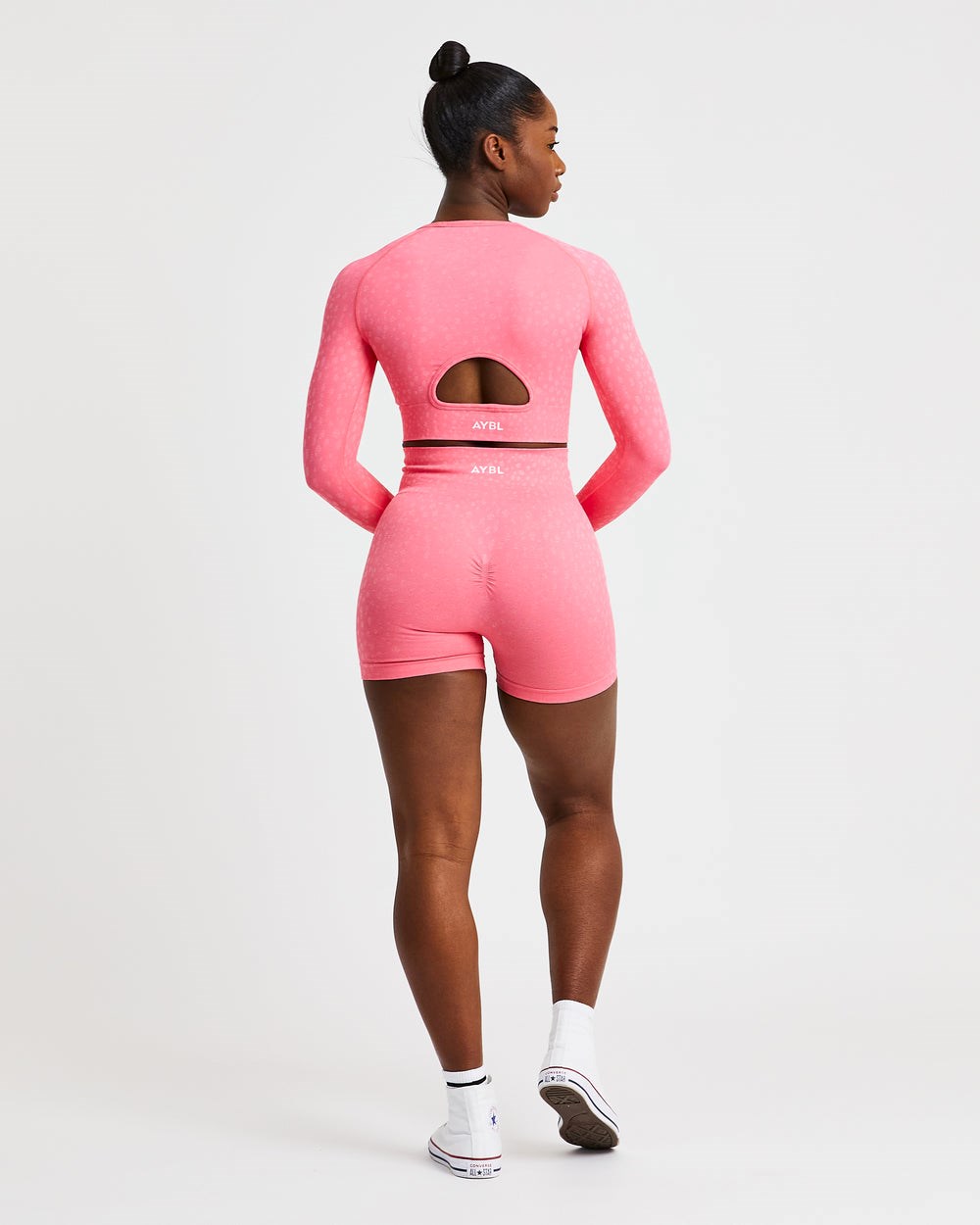 AYBL Evolve Speckle Seamless Long Sleeve Crop Top Korall Rosa | 3152-BACHO