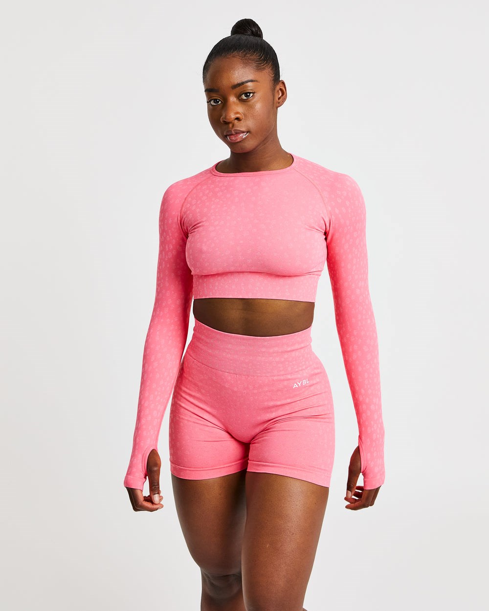 AYBL Evolve Speckle Seamless Long Sleeve Crop Top Korall Rosa | 3152-BACHO