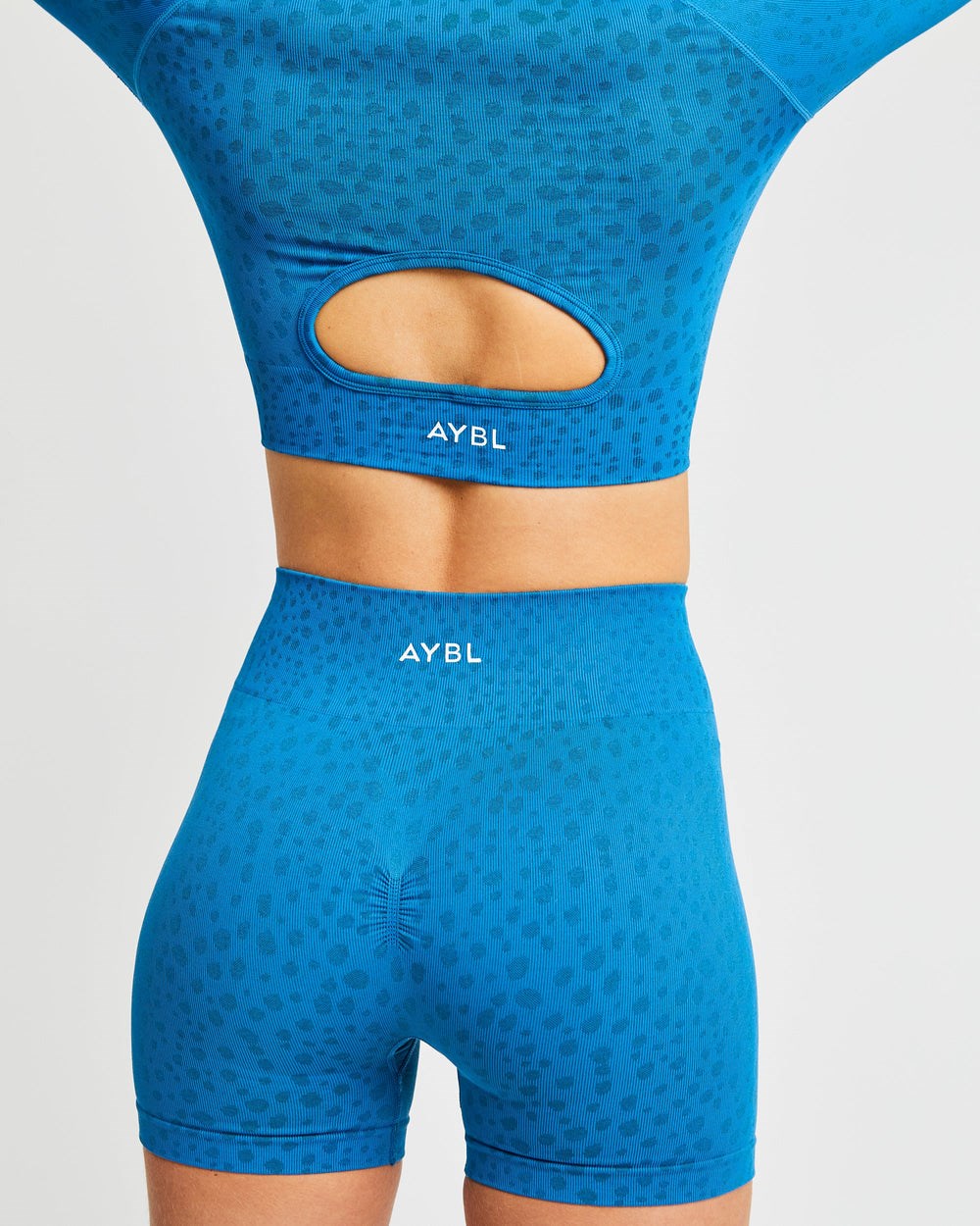 AYBL Evolve Speckle Seamless Long Sleeve Crop Top Blå | 3210-QZHON