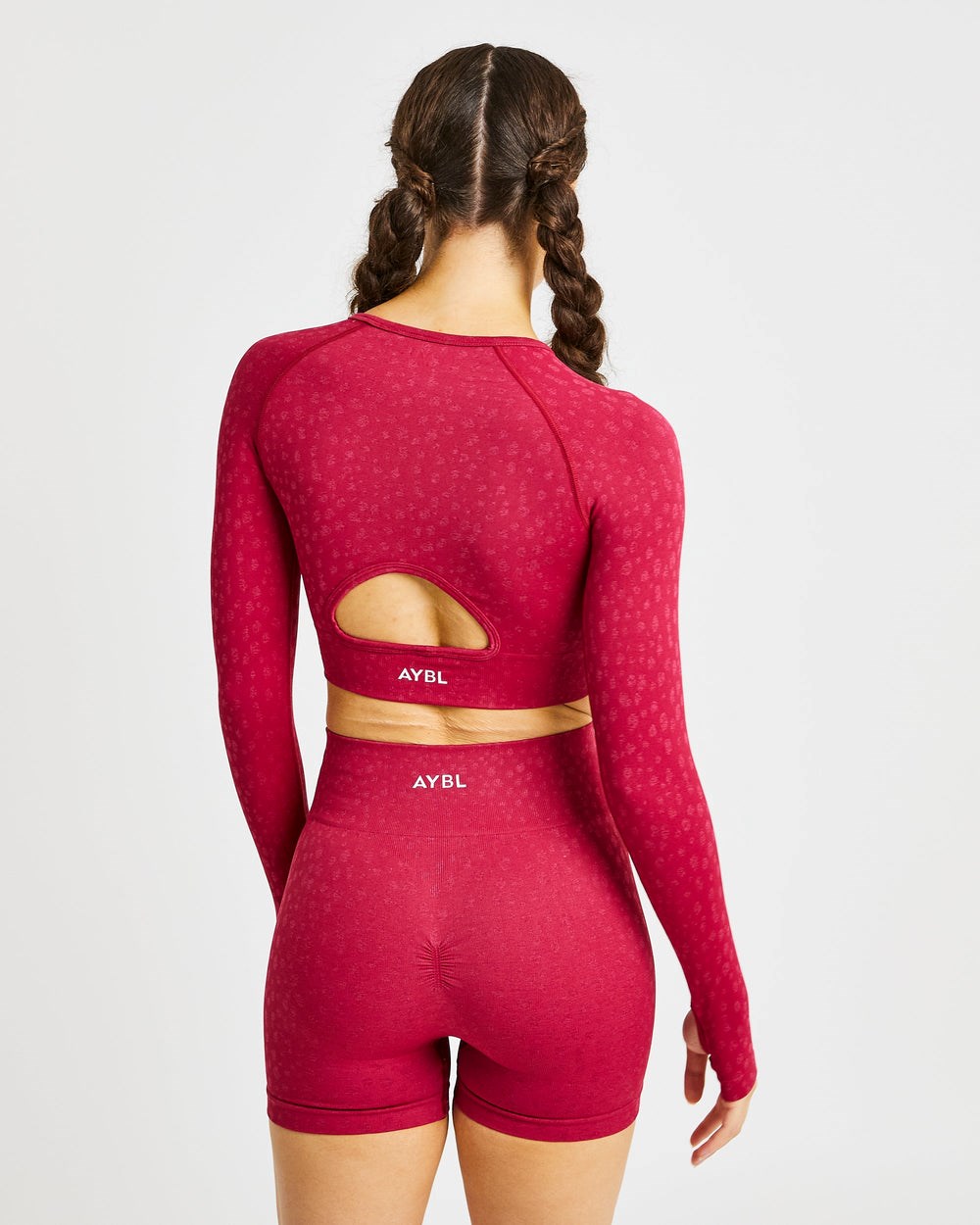 AYBL Evolve Speckle Seamless Long Sleeve Crop Top Raspberry | 8296-HKWFX