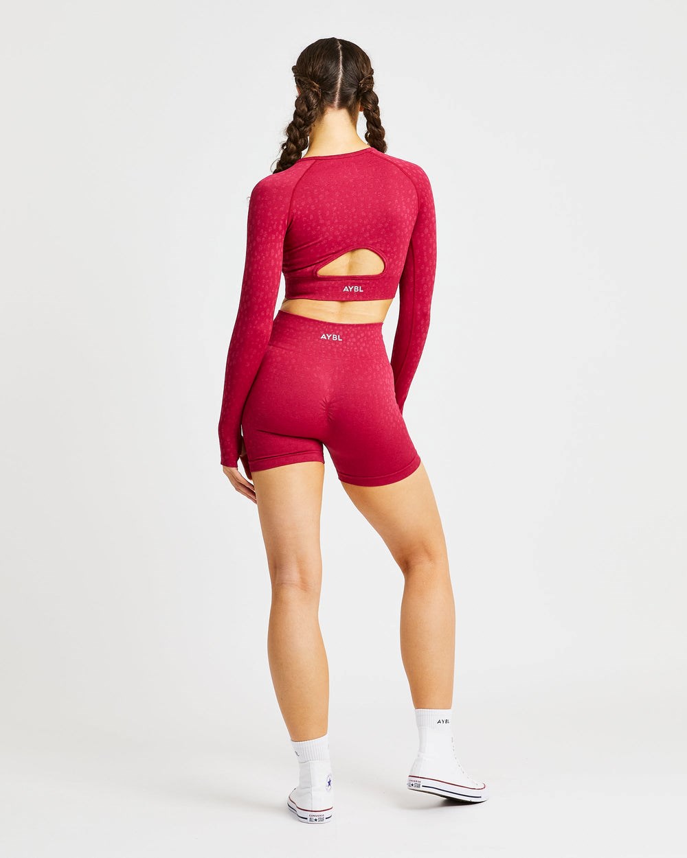 AYBL Evolve Speckle Seamless Long Sleeve Crop Top Raspberry | 8296-HKWFX