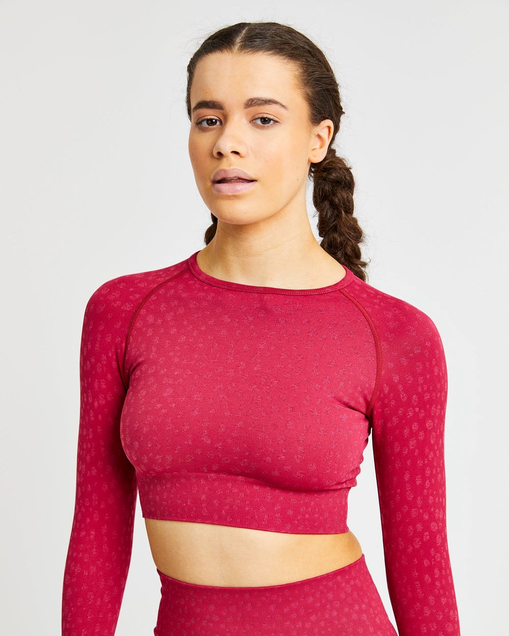 AYBL Evolve Speckle Seamless Long Sleeve Crop Top Raspberry | 8296-HKWFX