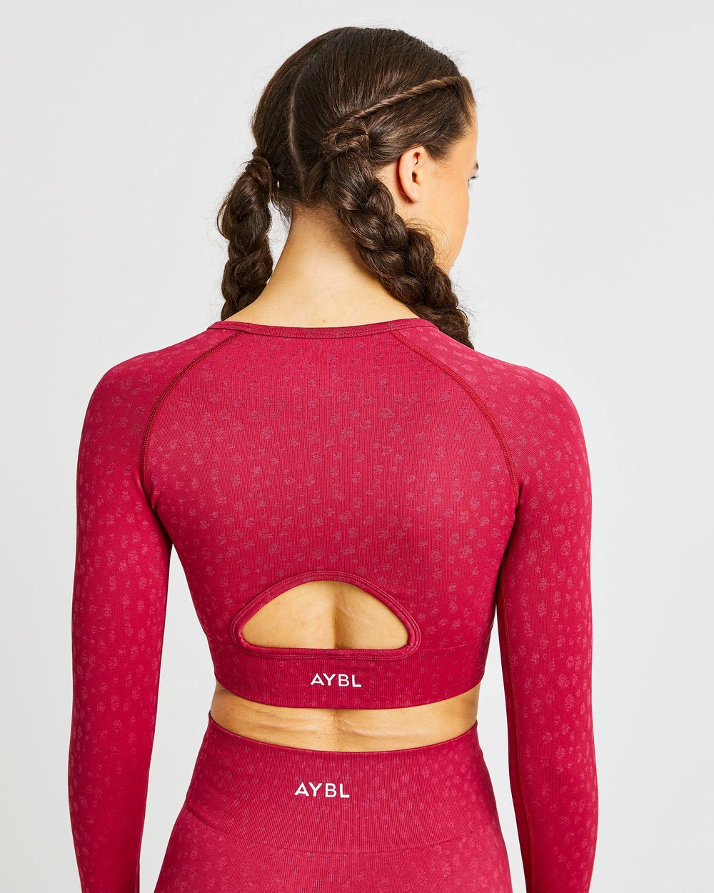 AYBL Evolve Speckle Seamless Long Sleeve Crop Top Raspberry | 8296-HKWFX