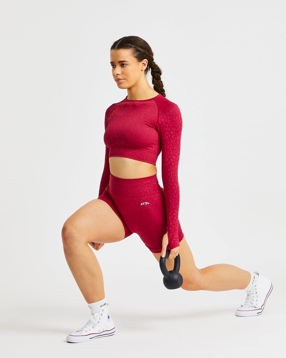 AYBL Evolve Speckle Seamless Long Sleeve Crop Top Raspberry | 8296-HKWFX