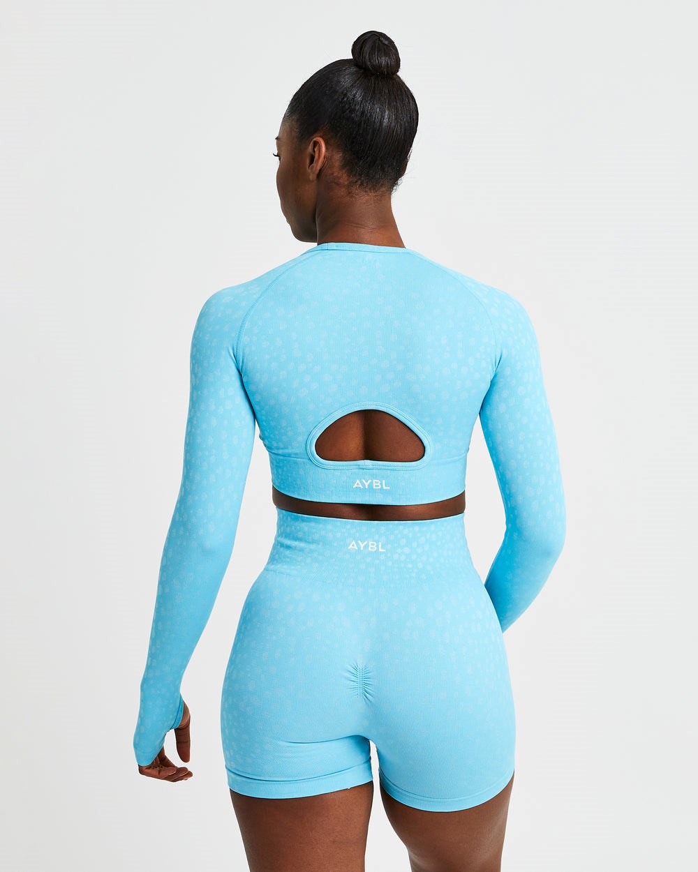 AYBL Evolve Speckle Seamless Long Sleeve Crop Top Ljusblå | 9016-YUGWF