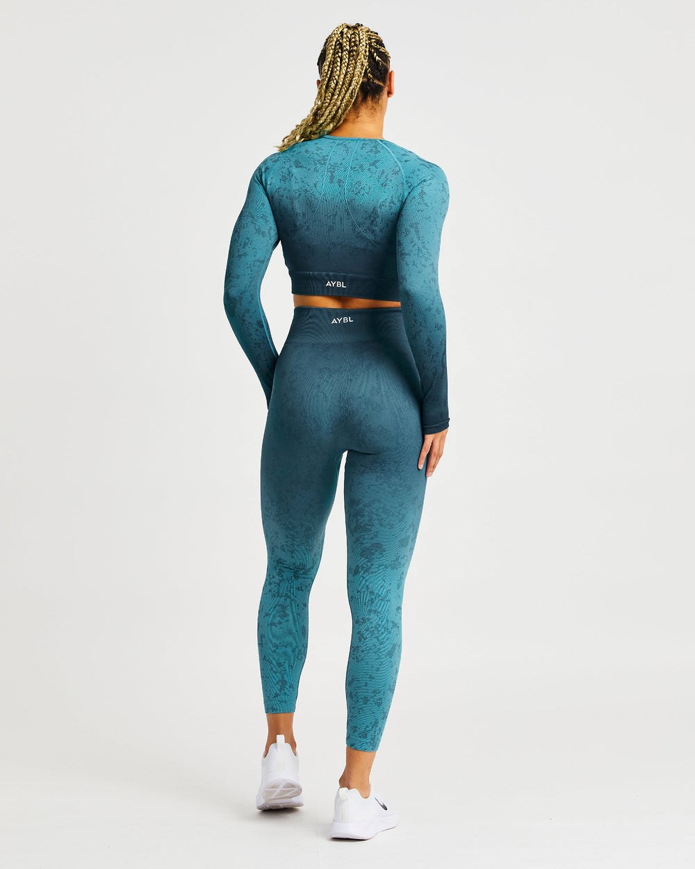 AYBL Flare Seamless Long Sleeve Crop Top Teal | 1482-JGDLC