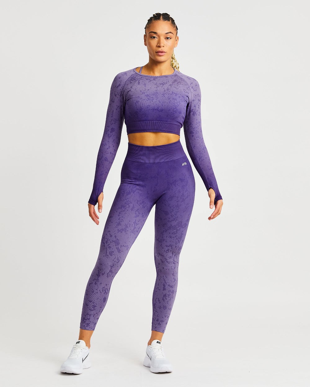 AYBL Flare Seamless Long Sleeve Crop Top Lila | 3417-MGYUW