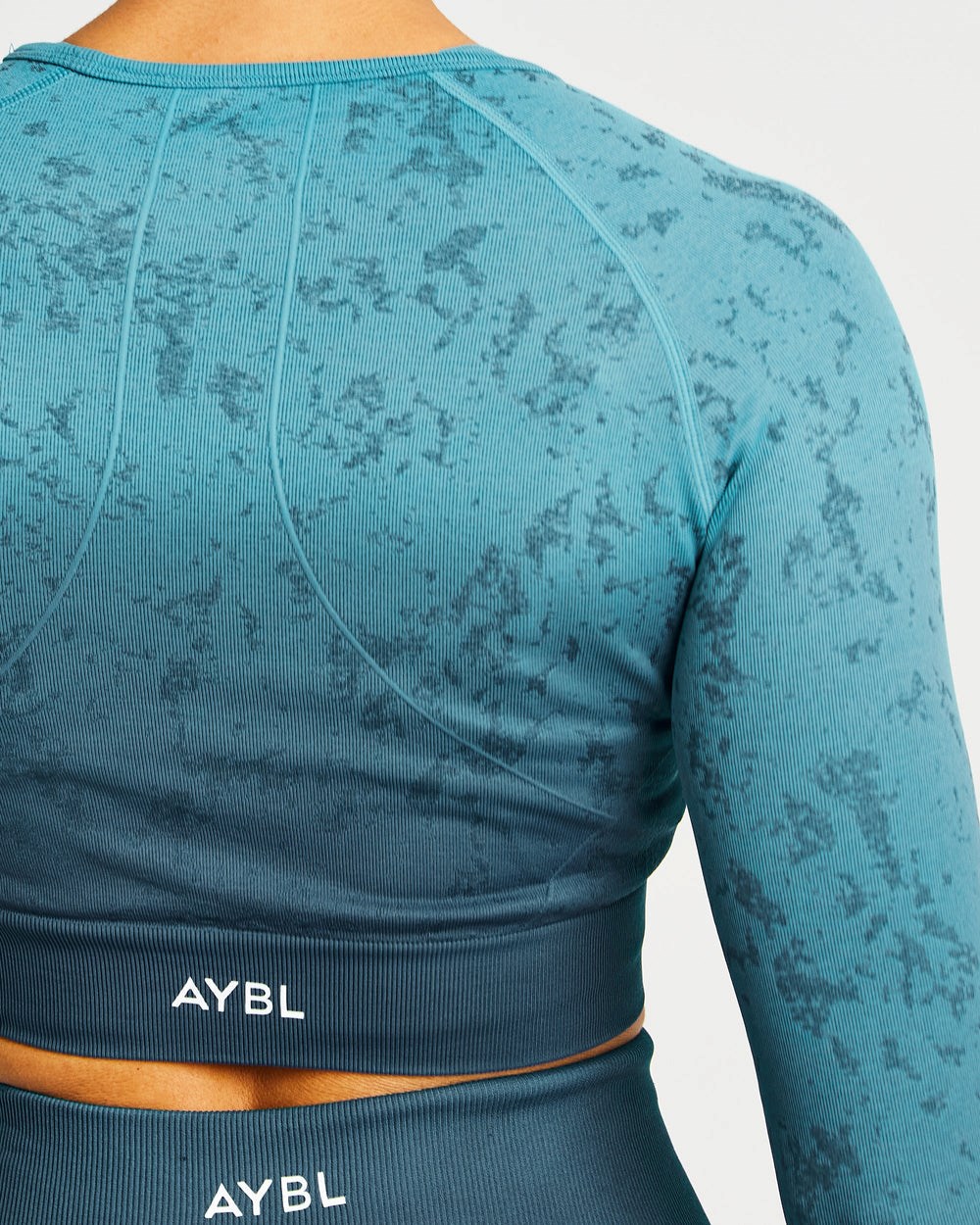 AYBL Flare Seamless Long Sleeve Crop Top Teal | 3619-LWQAF