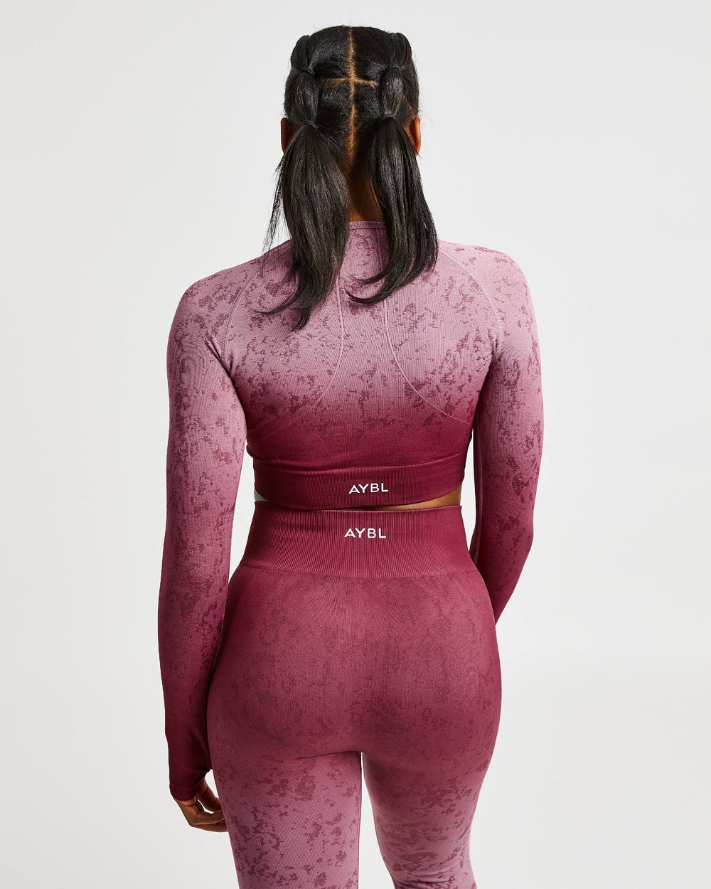 AYBL Flare Seamless Long Sleeve Crop Top Plum | 6935-IPORW