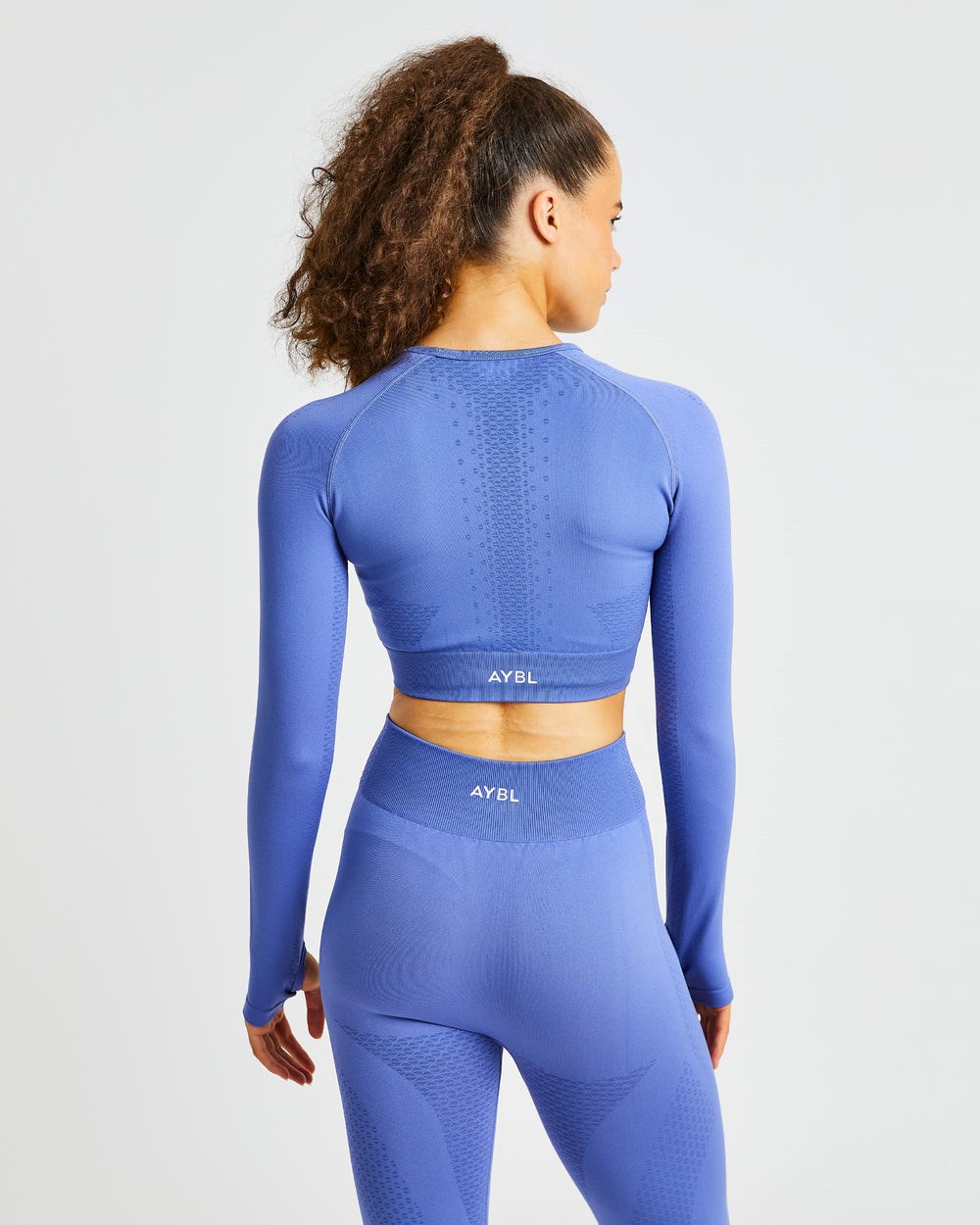 AYBL Ignite Seamless Long Sleeve Crop Top Blå | 2107-IMOGW