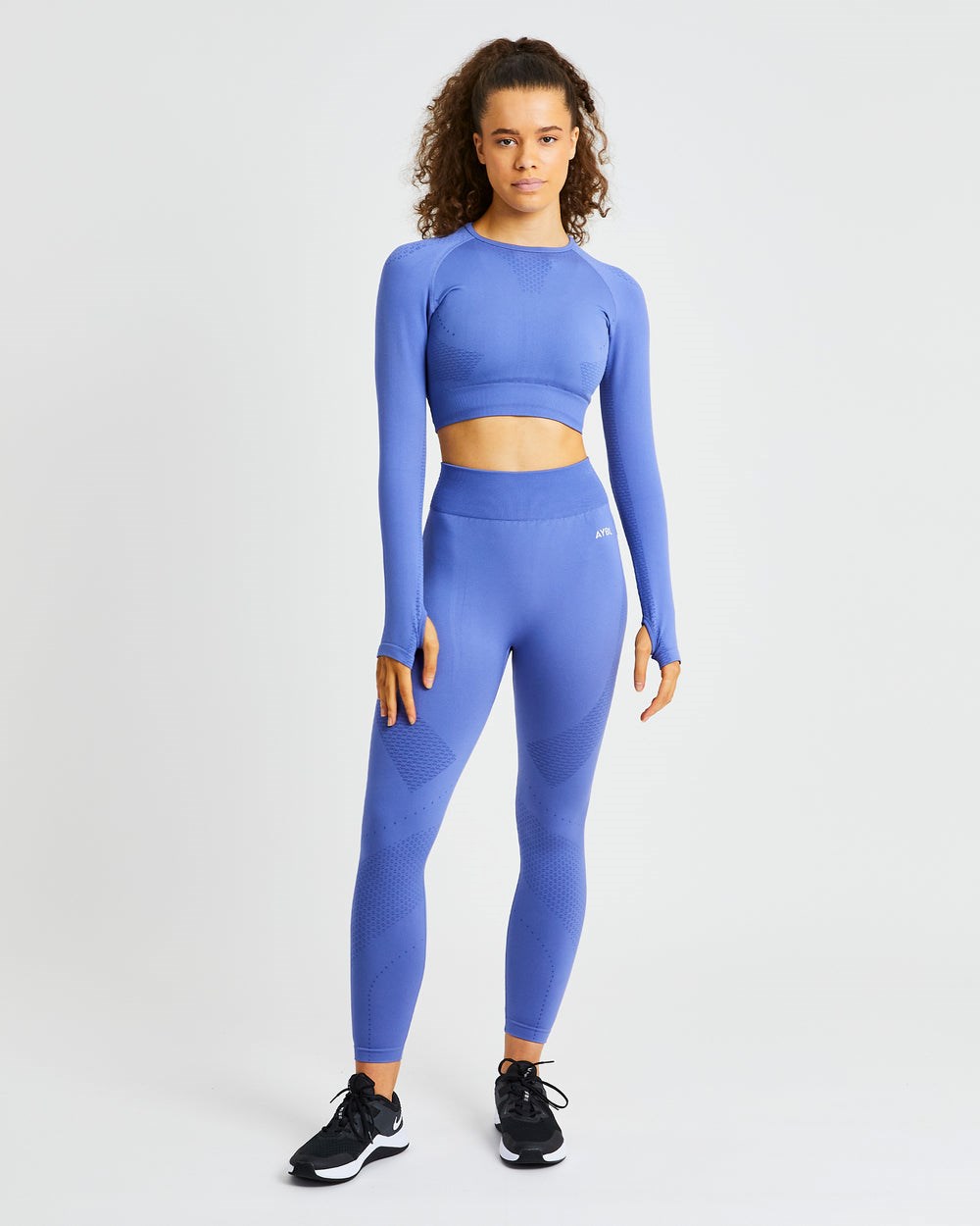 AYBL Ignite Seamless Long Sleeve Crop Top Blå | 2107-IMOGW