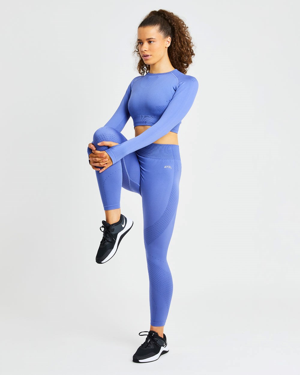 AYBL Ignite Seamless Long Sleeve Crop Top Blå | 8129-TKOLM