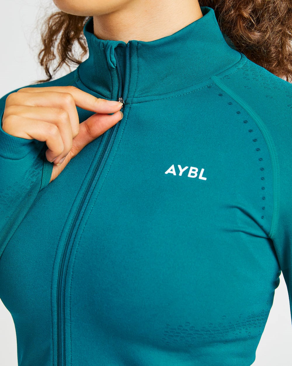 AYBL Ignite Seamless Zip Jacket Hyper Teal | 6021-XPSVI