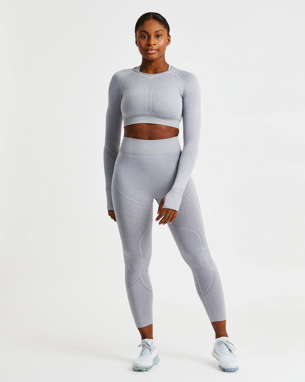 AYBL Impact Seamless Long Sleeve Crop Top Grå | 0483-XHPZD