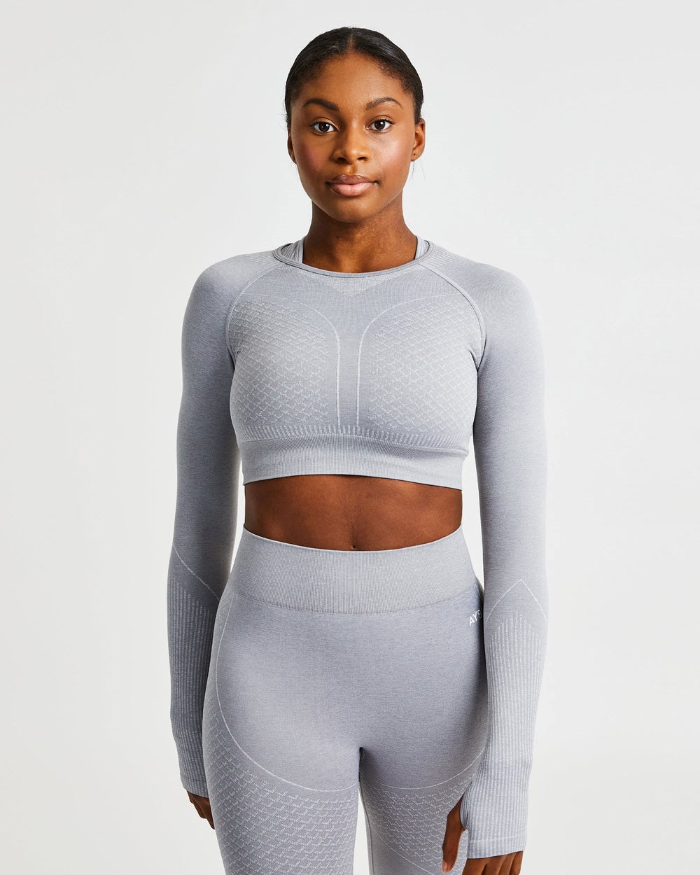 AYBL Impact Seamless Long Sleeve Crop Top Grå | 0483-XHPZD