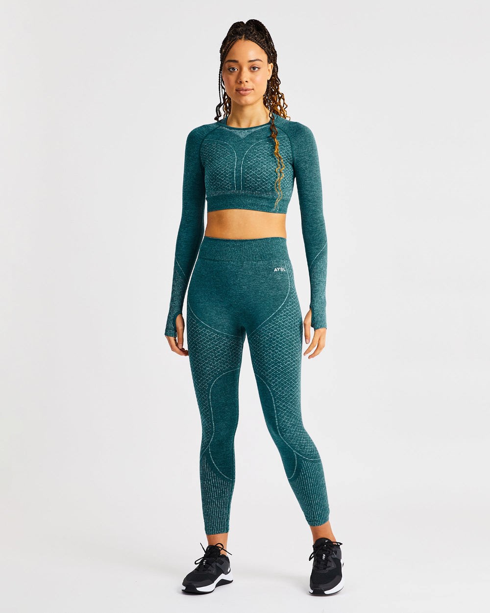 AYBL Impact Seamless Long Sleeve Crop Top Gröna | 3297-OZWGT