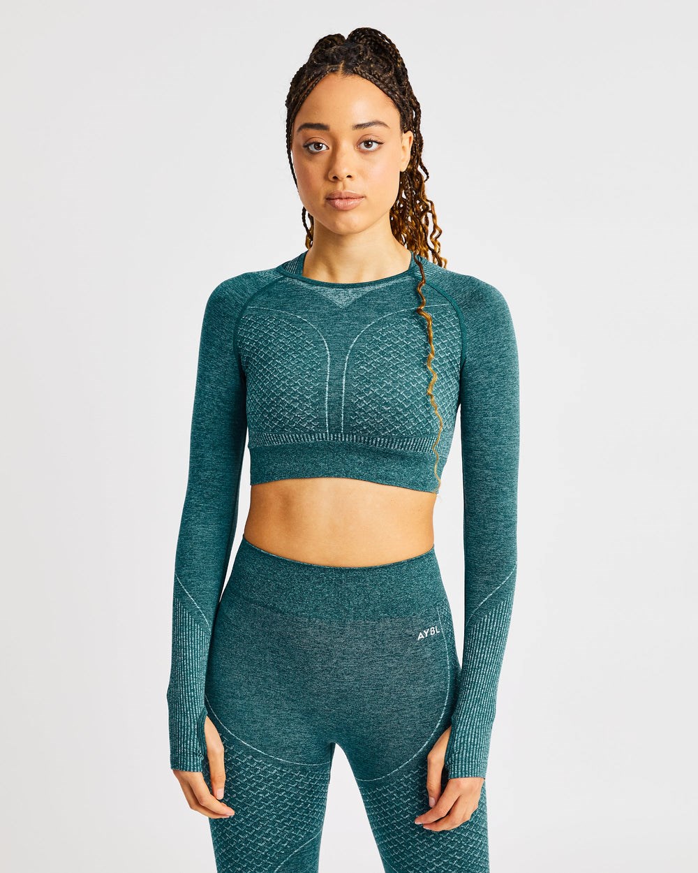 AYBL Impact Seamless Long Sleeve Crop Top Gröna | 3297-OZWGT