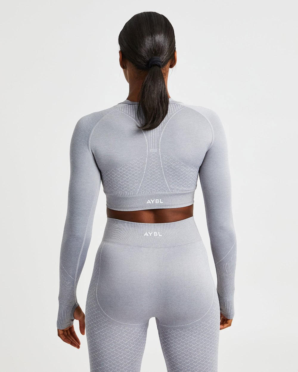 AYBL Impact Seamless Long Sleeve Crop Top Grå | 9607-XEKUI