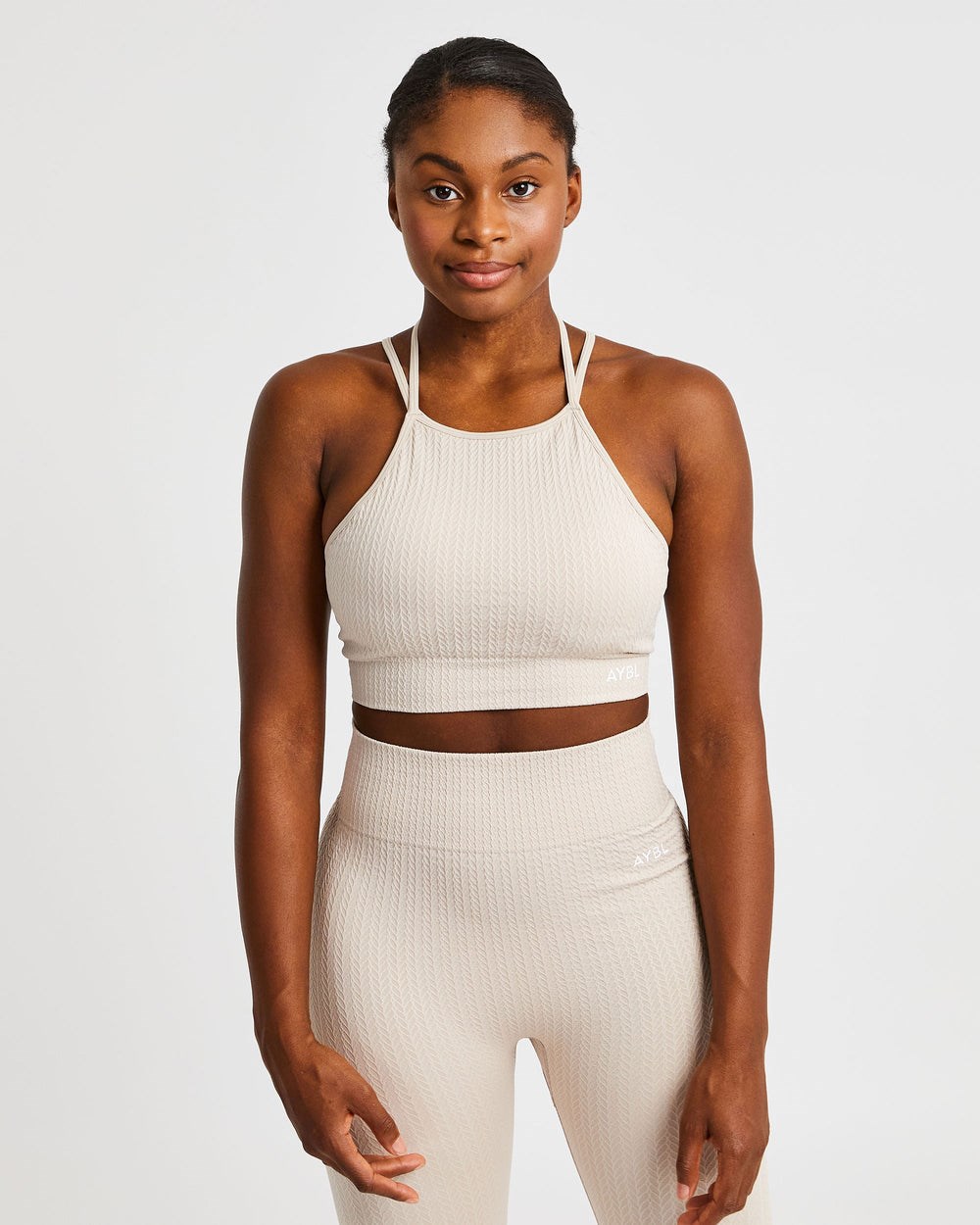 AYBL Luxe Seamless Crop Tank Top Sand | 0376-YJIMR