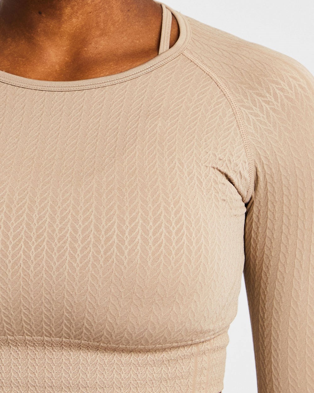 AYBL Luxe Seamless Long Sleeve Crop Top Mocha | 0792-BFSVK