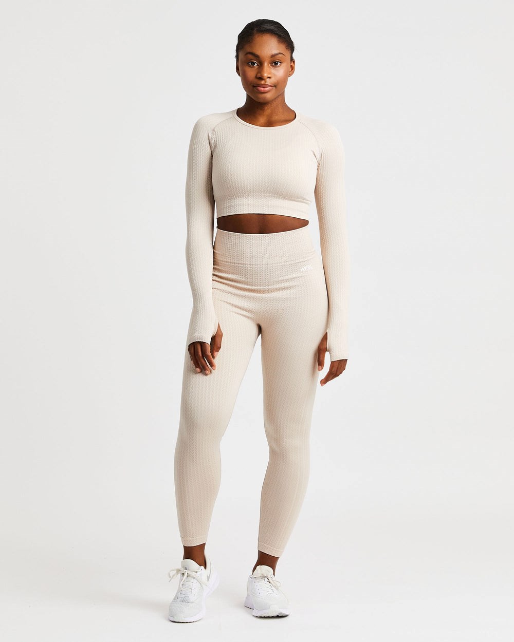 AYBL Luxe Seamless Long Sleeve Crop Top Sand | 3147-USDCY