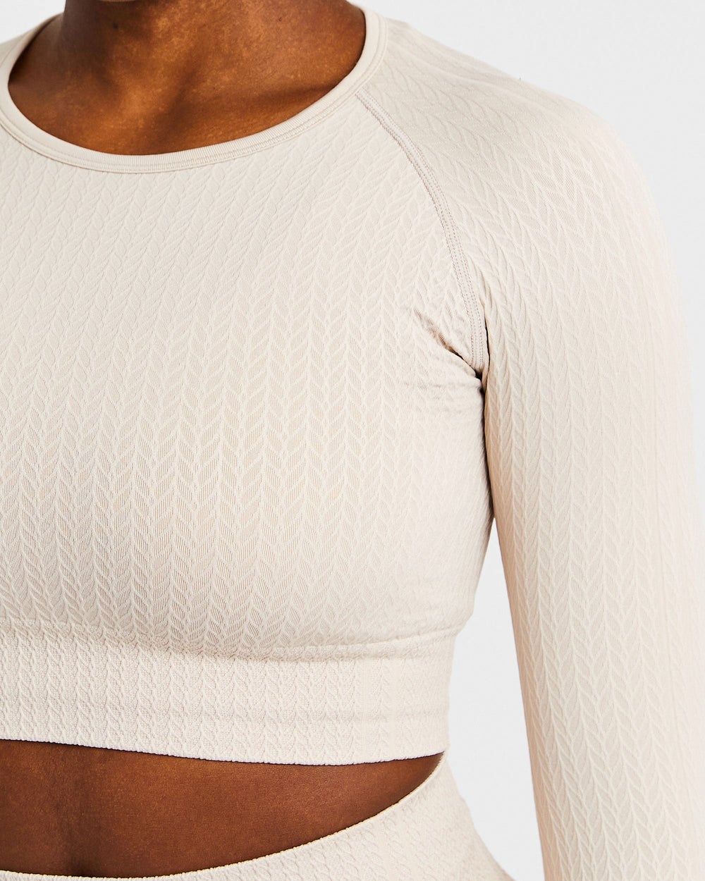 AYBL Luxe Seamless Long Sleeve Crop Top Sand | 3147-USDCY