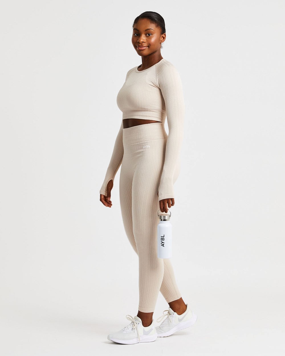 AYBL Luxe Seamless Long Sleeve Crop Top Sand | 3147-USDCY