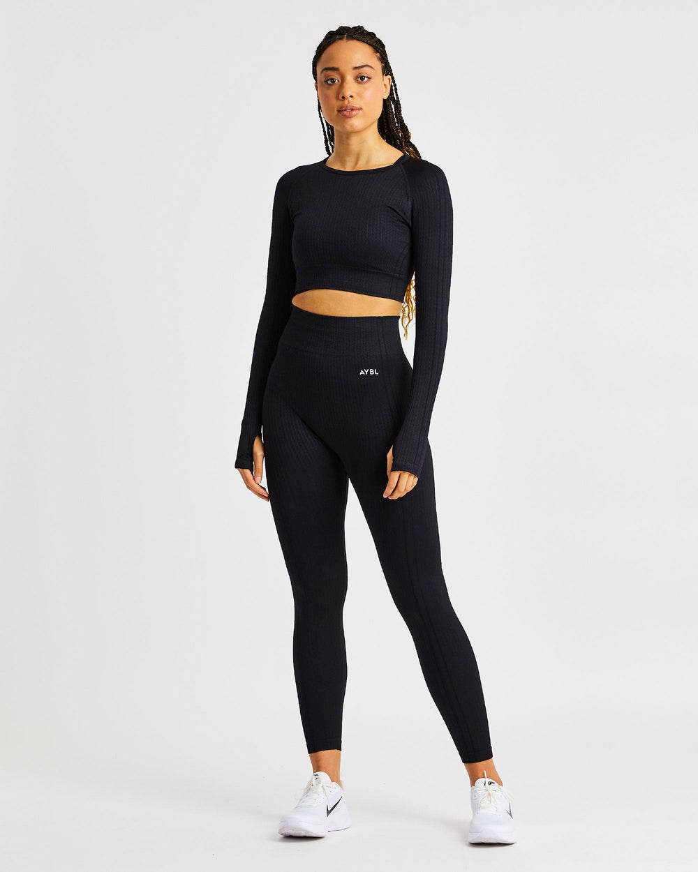 AYBL Luxe Seamless Long Sleeve Crop Top Svarta | 6329-TLGPZ