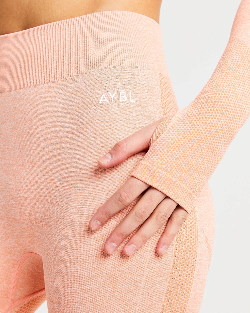 AYBL Motion Seamless Long Sleeve Crop Top Peach Marl | 1743-VBWOC