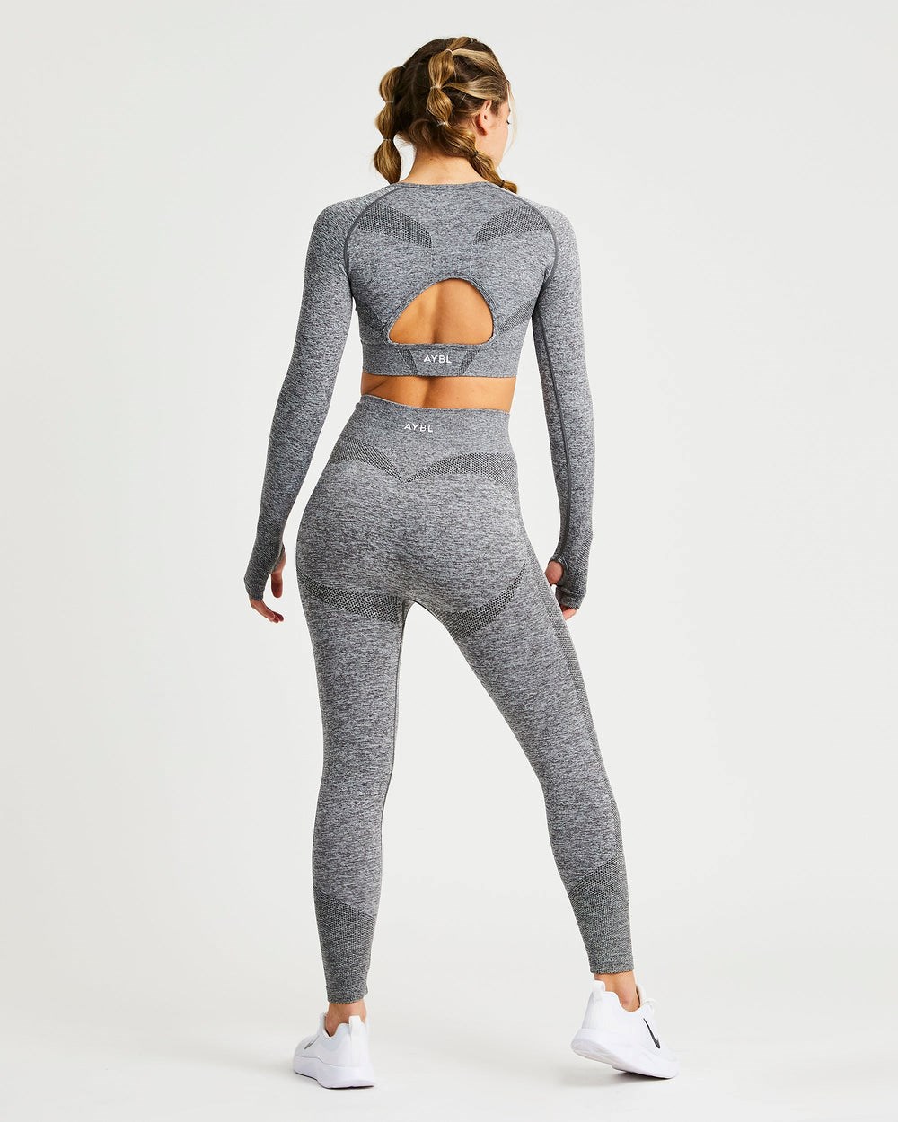 AYBL Motion Seamless Long Sleeve Crop Top Grå | 1856-CGJKV